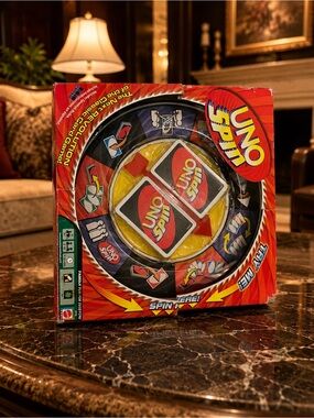 Vintage 2005 Mattel UNO Spin Card Game w/ Spinner Wheel 2-10 Players